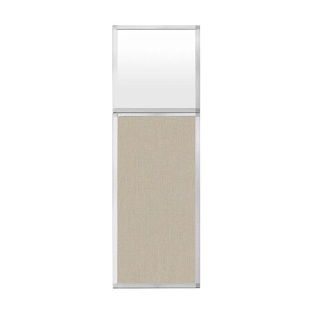 Versare Hush Panel Configurable Cubicle Partition 2' x 6' W/ Window Sand Fabric Frosted Window 1852218-3